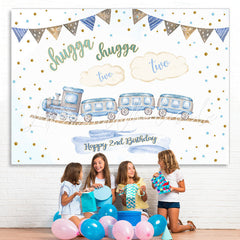 Lofaris Train Happy 2nd Birthday Backdrop for Photoshoot