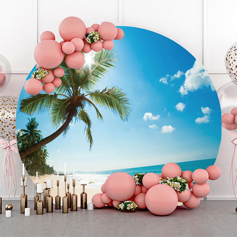 Lofaris Tree Sunlight Hawaii Beach Round Birthday Backdrop