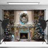 Lofaris Trees Fireplace Bell Retro Wall Christmas Backdrop