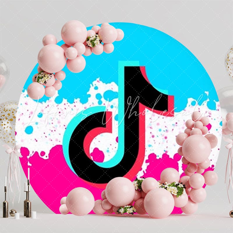 Trendy Tiktok Round Backdrop For Social Media Party Decor