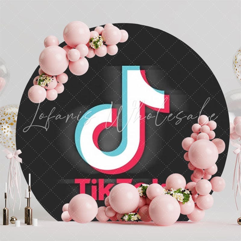 Trendy Tiktok Round Backdrop For Social Media Party Theme