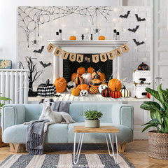Lofaris Trick Or Treat Halloween Pumpkin Theme Baby Shower Backdrop