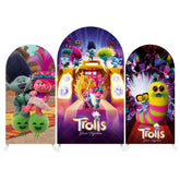 Trolls Theme Cartoon Arch Backdrop Wall Cloth Cover For Birthday Baby Shower Party