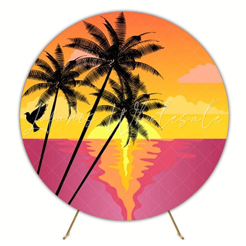 Tropical Beach Round Backdrop For Relaxing Party Atmosphere