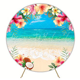 Tropical Beach Round Backdrop for Summer Celebration Theme