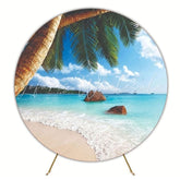 Tropical Beach Summer Party Round Backdrop For Vibrant Celebration