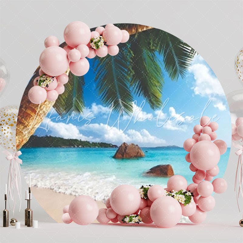 Tropical Beach Summer Party Round Backdrop For Vibrant Celebration