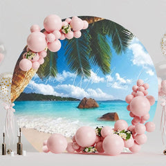 Tropical Beach Summer Party Round Backdrop For Vibrant Celebration