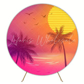 Tropical Beach Sunset Round Backdrop For Relaxing Party Theme