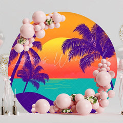 Tropical Beach Theme Round Backdrop For Summer Party Decor