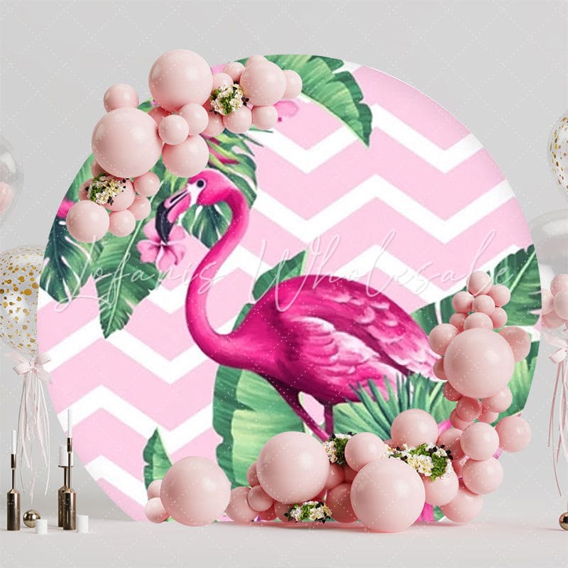 Tropical Flamingo Paradise Round Backdrop For Summer Events