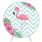 Tropical Flamingo Round Backdrop For Fun Party Celebration Theme