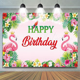 Tropical Floral Luau Flamingo Hawaiian Party Backdrop For Birthday