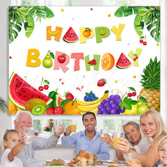 Lofaris Tropical Fruit Summer Happy Birthday Backdrop For Kids