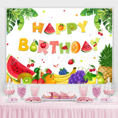 Lofaris Tropical Fruit Summer Happy Birthday Backdrop For Kids