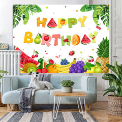 Lofaris Tropical Fruit Summer Happy Birthday Backdrop For Kids