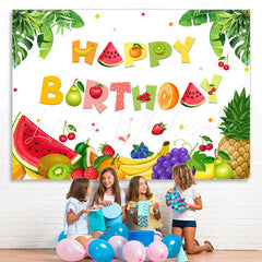 Lofaris Tropical Fruit Summer Happy Birthday Backdrop For Kids
