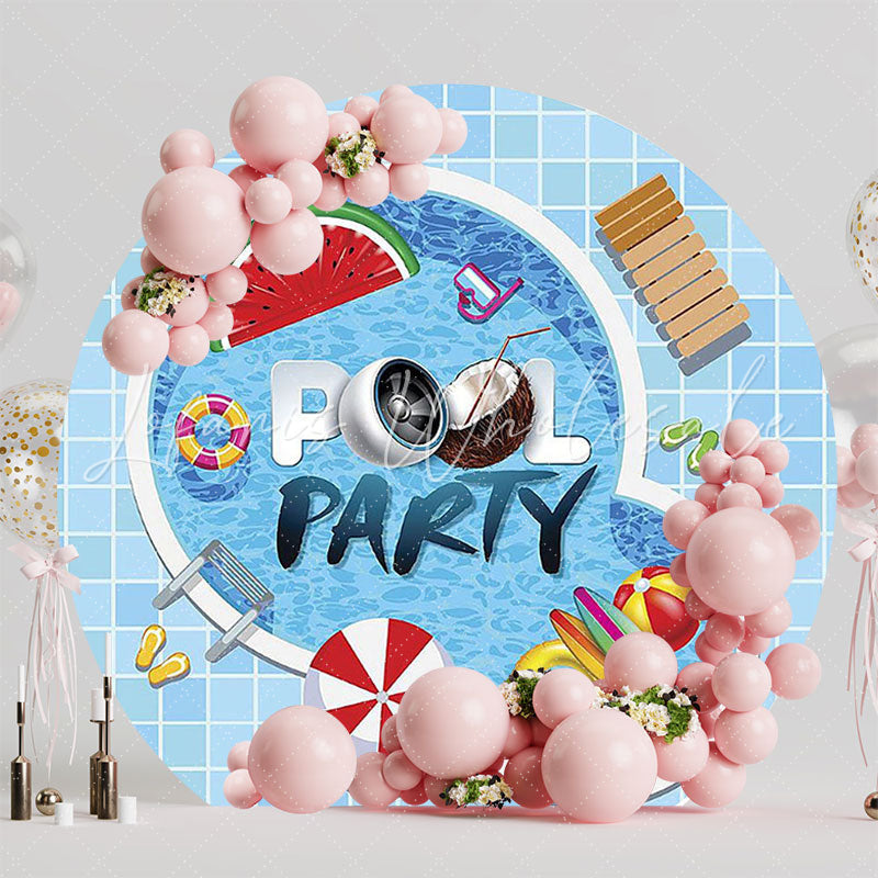 Tropical Fun Pool Party Round Backdrop for Celebration