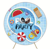 Tropical Fun Pool Party Round Backdrop for Celebration