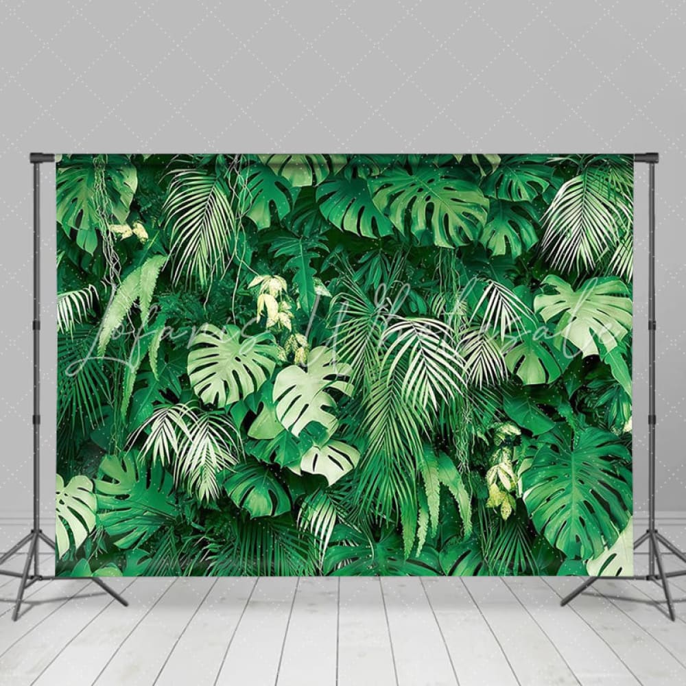Tropical Hawaiian Jungle Safari Plants Leaves Photo Backdrop For Wedding