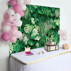 Tropical Hawaiian Jungle Safari Plants Leaves Photo Backdrop For Wedding