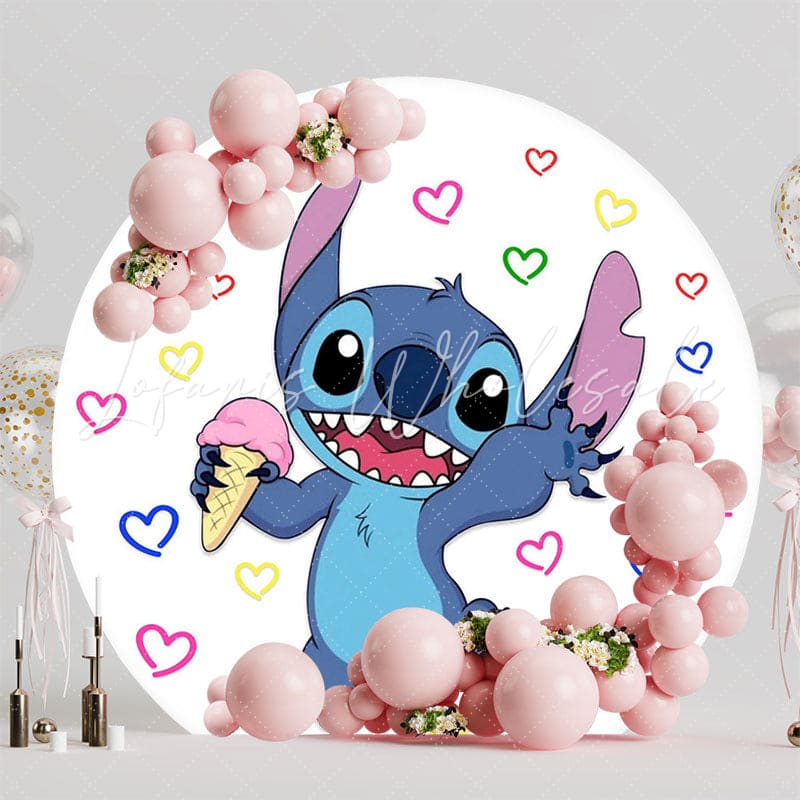 Tropical Lilo Stitch Round Backdrop For Island Adventure Party