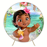 Tropical Moana Round Backdrop For Island Adventure Party Celebration