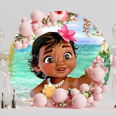 Tropical Moana Round Backdrop For Island Adventure Party Celebration