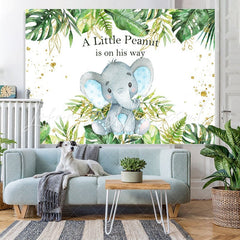 Lofaris Tropical Plants Baby Elephant Bule Shower Backdrop