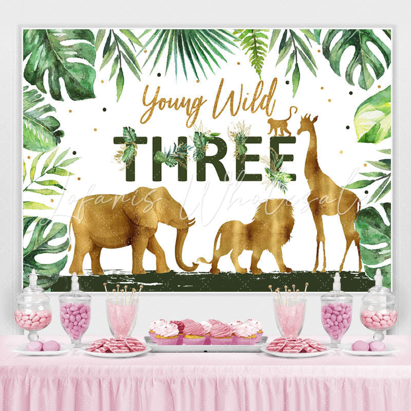 Lofaris Tropical Rainforest Young Wild 3rd Birthday Backdrop