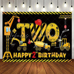 Lofaris Truck Excavator Digger Black 2nd Birthday Backdrop
