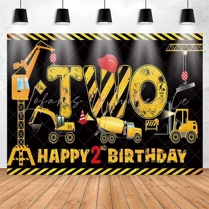 Lofaris Truck Excavator Digger Black 2nd Birthday Backdrop