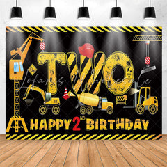 Lofaris Truck Excavator Digger Black 2nd Birthday Backdrop
