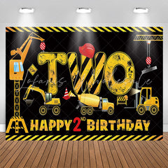Lofaris Truck Excavator Digger Black 2nd Birthday Backdrop