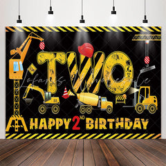 Lofaris Truck Excavator Digger Black 2nd Birthday Backdrop
