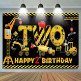 Lofaris Truck Excavator Digger Black 2nd Birthday Backdrop