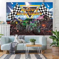 Lofaris Truck Themed Car Boy Happy Birthday Party Backdrop