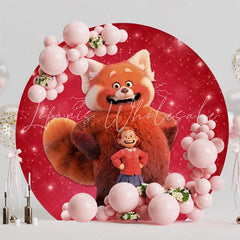 Turning Red Panda Fun Round Backdrop For Animated Party Theme