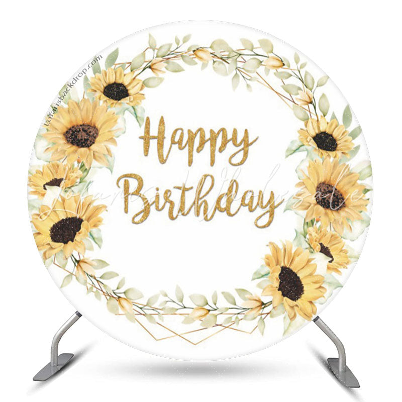 Lofaris Turnsole Ring Leaves Happy Birthday Round Backdrop