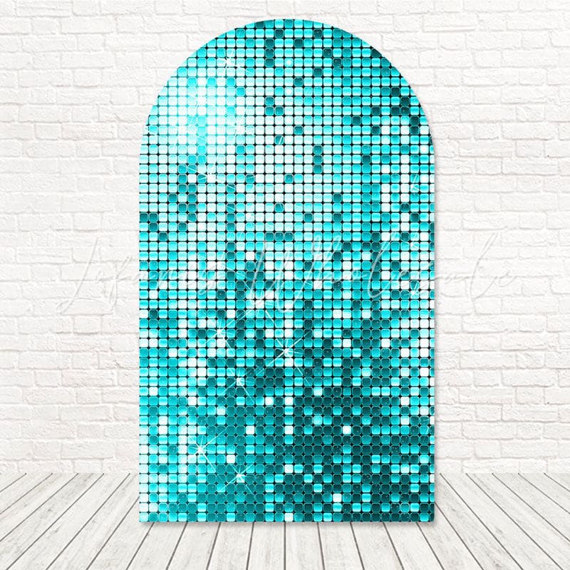 Turquoise Blue Sequins Arch Backdrop for Sparkling Party Event Themes