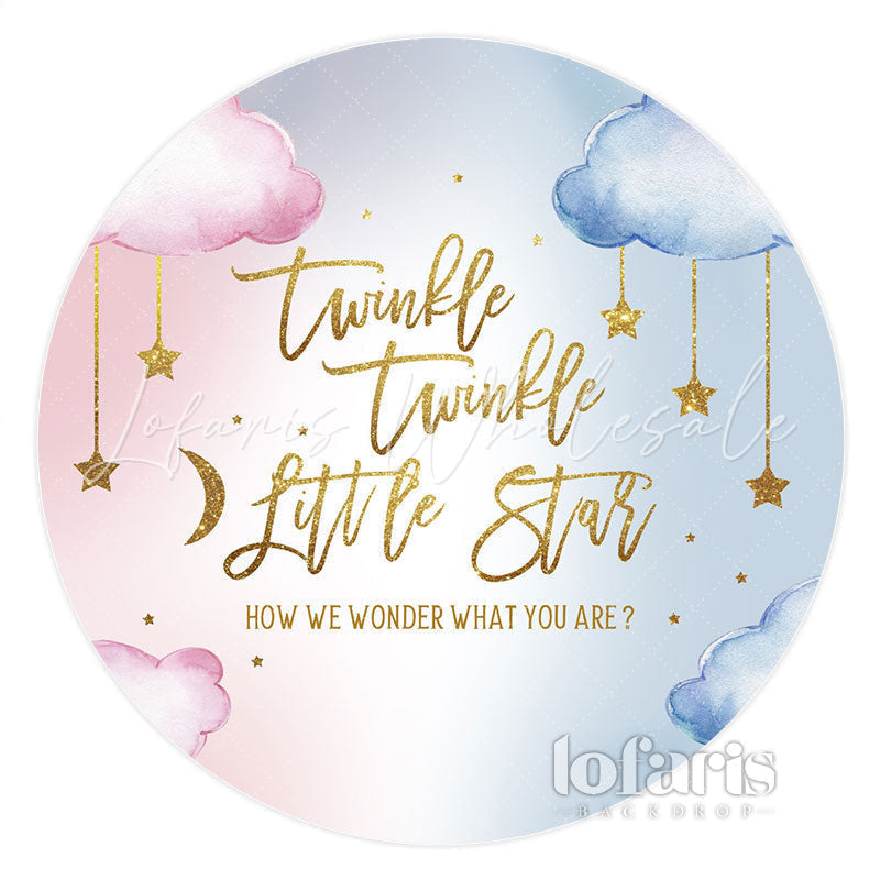 Lofaris Twinkle Glitter Cloud Star Round Baby Shower Backdrop