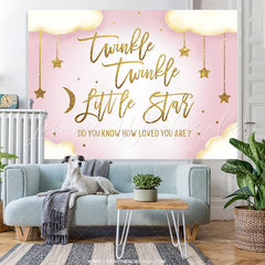 Lofaris Twinkle Glitter Stars With Cloud Baby Shower Backdrop