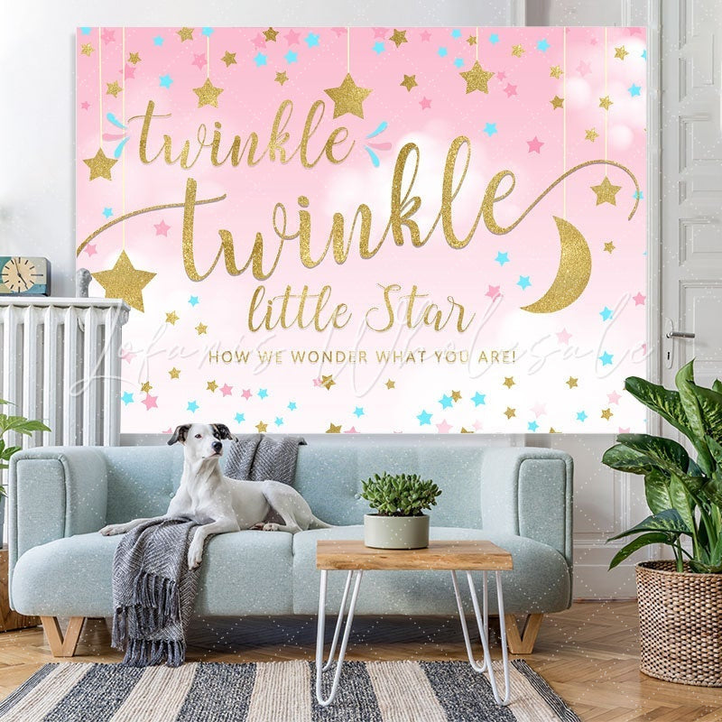 Lofaris Twinkle Little Star Pink Baby Shower Backdrop For Party