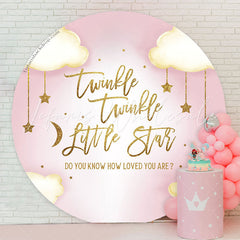 Lofaris Twinkle Little Star Pink Baby Shower Round Backdrop