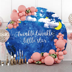 Lofaris Twinkle Star Blue Starry Sky Baby Shower Round Backdrops