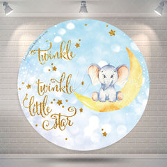 Lofaris Twinkle Star Elephant Round Baby Shower Backdrop