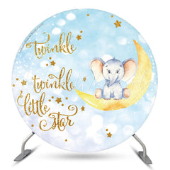 Lofaris Twinkle Star Elephant Round Baby Shower Backdrop