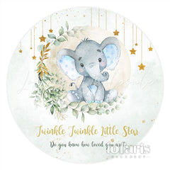 Lofaris Twinkle Star Round Cute Elephant Baby Shower Backdrop