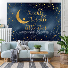 Lofaris Twinkle Little Star Blue Baby Shower Backrop