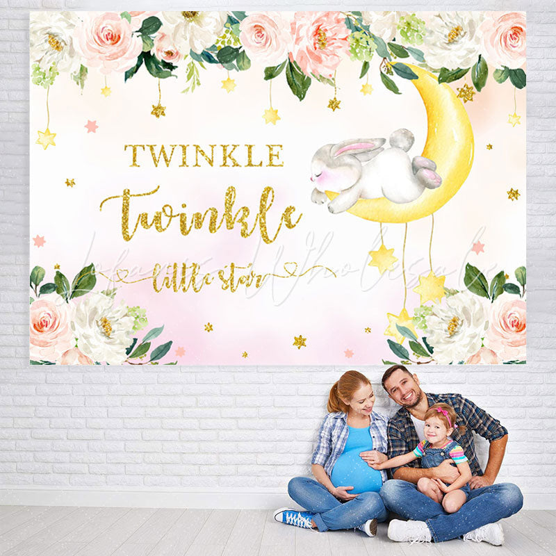 Lofaris Twinkle Little Star Floral Baby shower Backdrop